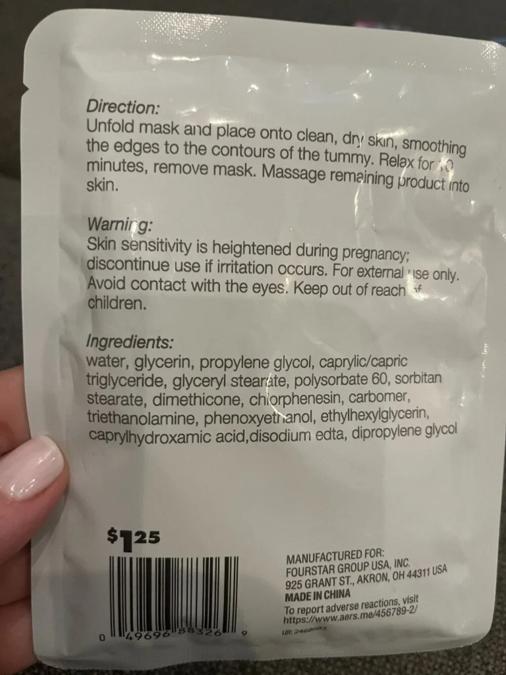 Belly Masks (Set of 3) Hydrating Soothing Stretch Mark Care B-Pure (THREE)